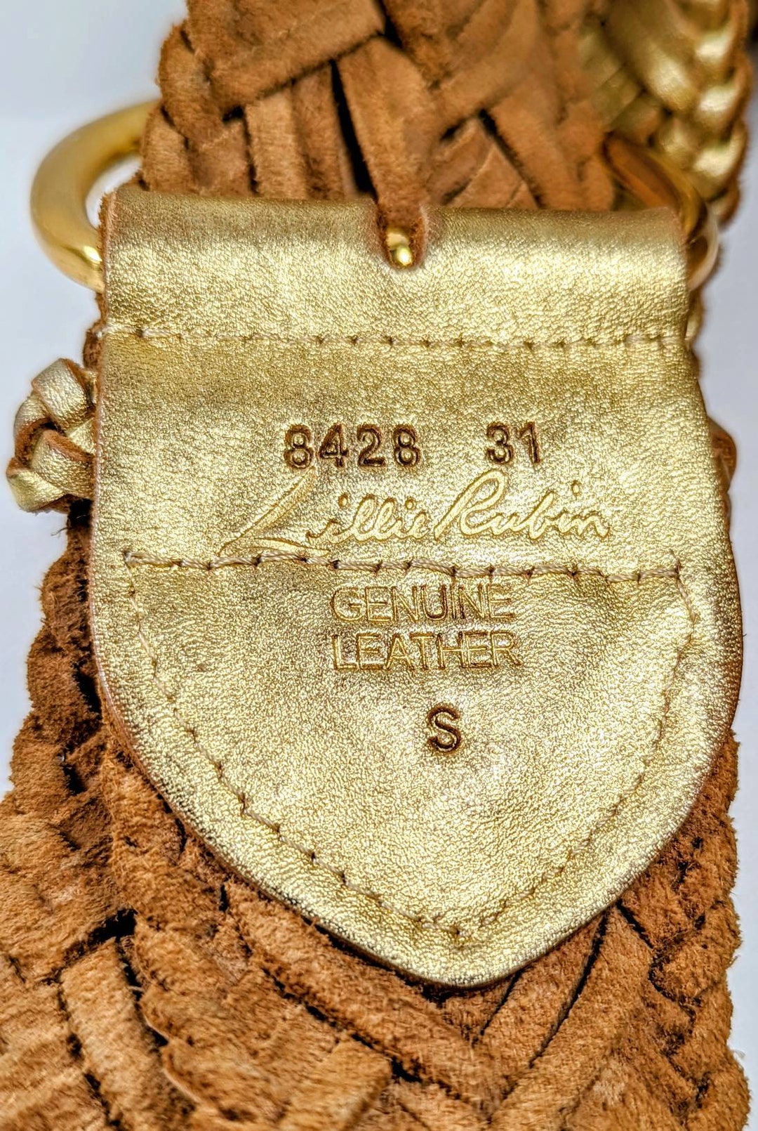 Retro Lillie Rubin Gold Braided Leather Belt Woven Leather Belt-Gold | Boden USA main image 3
