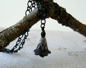 Black Flower Pendant Goth Lucite Flower Black and Gunmetal Necklace Gothic Jewelry Dark Fairytale Floral Necklace Romantic Vintage Style