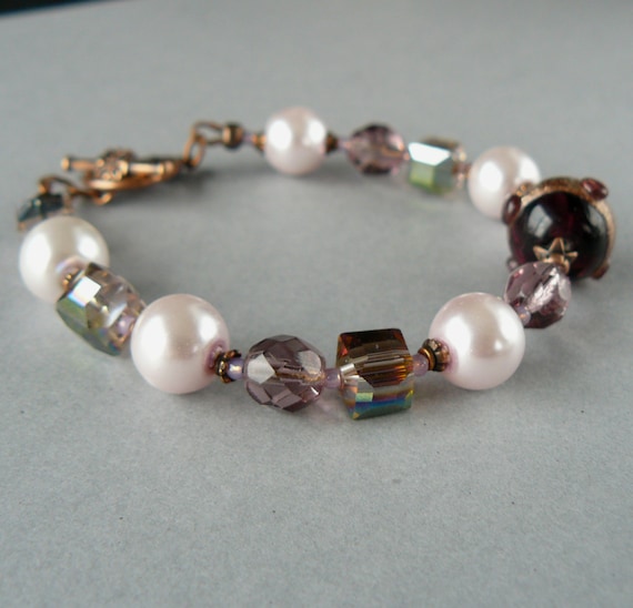 STONE BEAD BRACELET W/MOP STAR & PEARLS CHOCOLATE BROWN STONE BEAD BRACELET W/MOP STAR & PEARLS CHOCOLATE BROWN