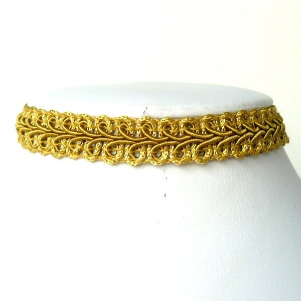 Gold Lace Choker, Goldenrod Vintage Style Choker, Gimp Ribbon Necklace, Victorian Inspired Necklace, Plain Chocker