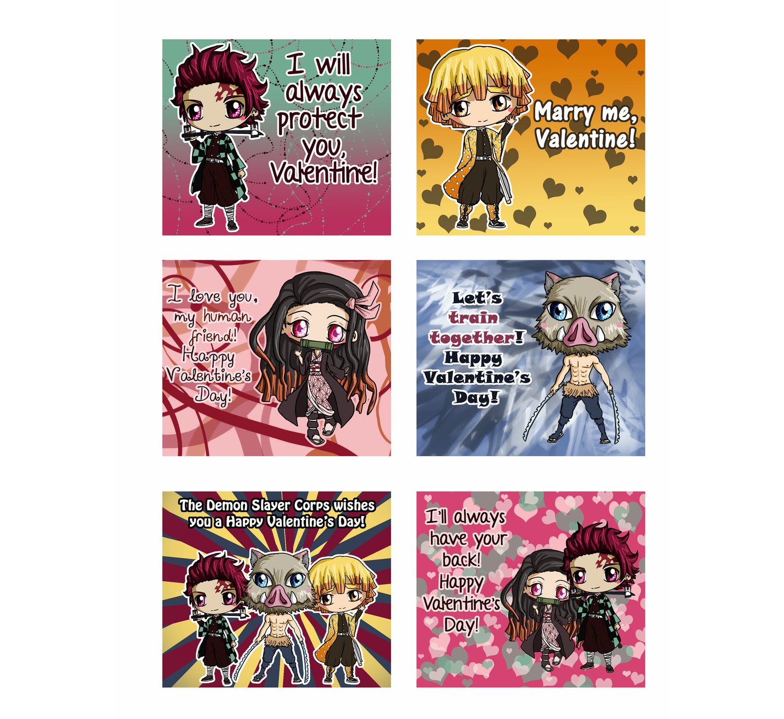Demon Slayer Valentine Demon Slayer Valentine s Day Cards Etsy