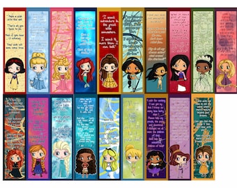 disney princess bookmarks disney princess chibi bookmarks etsy