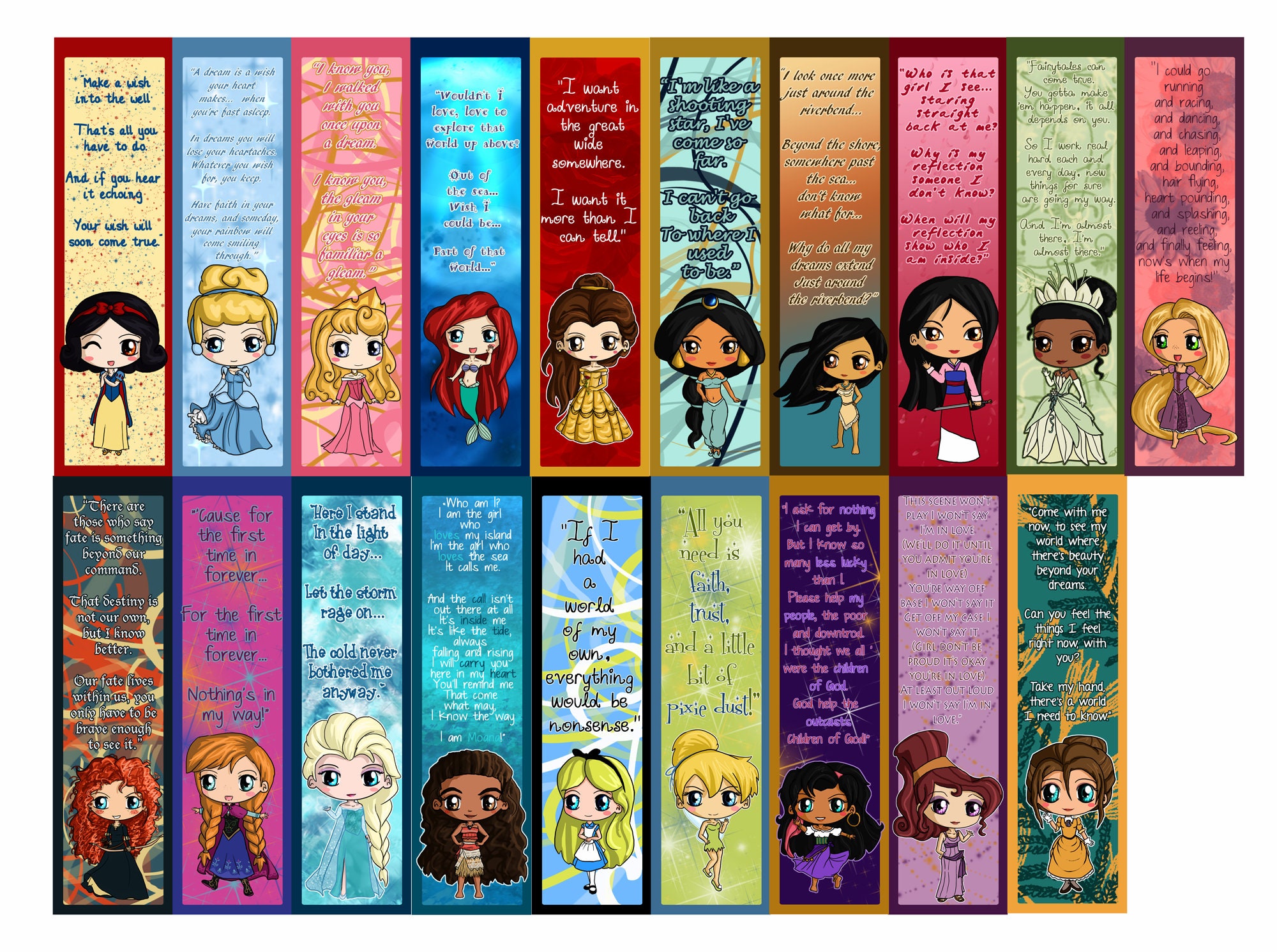 Disney Princess Bookmarks Disney Princess Chibi Bookmarks Ariel 