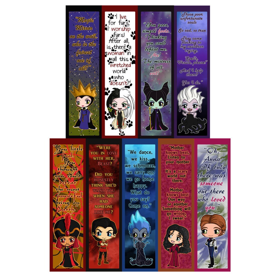 Disney Villains Chibi Bookmarks Maleficent the Evil Queen - Etsy