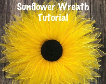 Sunflower Wreath Tutorial, DIY Wreath, Learn How To Make A Wreath, Spring Wreath Tutorial, Deco Mesh Sunflower Wreath Tutorial
