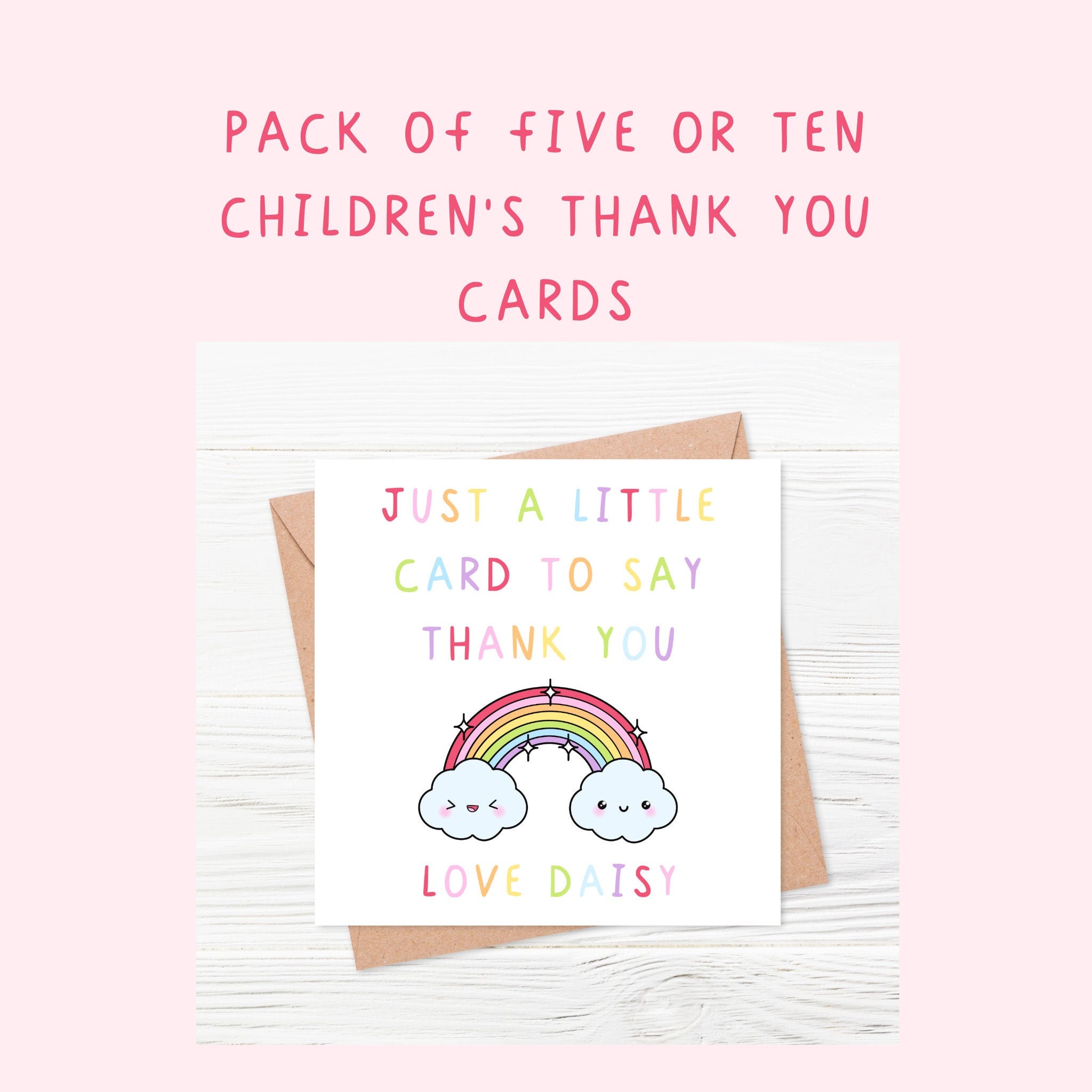 Pack of 5 or 10 Children's Thank You Cards | Personalised Cards |…