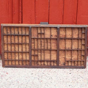 Vintage Hamilton Mfg. Co. Printer Drawer With Cast Iron Handle, Type Set Tray,Industrial Print Tray, Antique Wood Tray