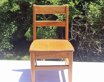 Vintage Childs Oak Solid Wood Chair, School Chair, Playroom Seating, Room Decor