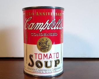 Vintage Campbell's Tomato Soup Can Advertising 125th Anniversary Penny Coin Bank Vintage Campbell's Tomato Soup Can Advertising 125th Anniversary Penny Coin Bank