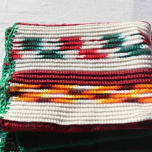 Afghan with multiple color stripes, Hand Made, Home Décor, Crocheted Blanket