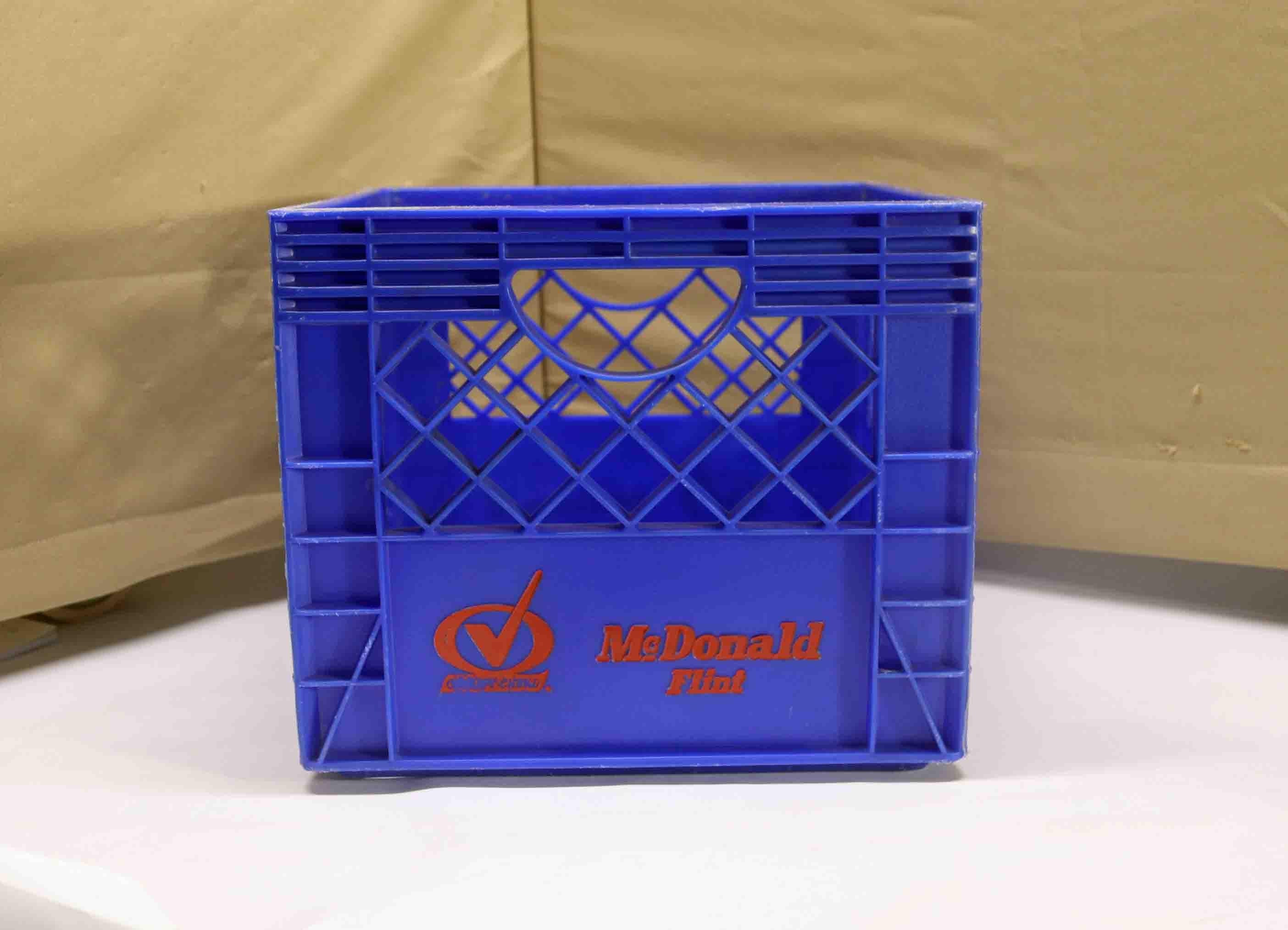 Vintage Mcdonald Flint Dairy Crate: Blue Hard Plastic Milk