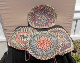 Vintage Braided Chair Pads 4 Set , Multiple Colors ,Braided Rug,Seat Cover