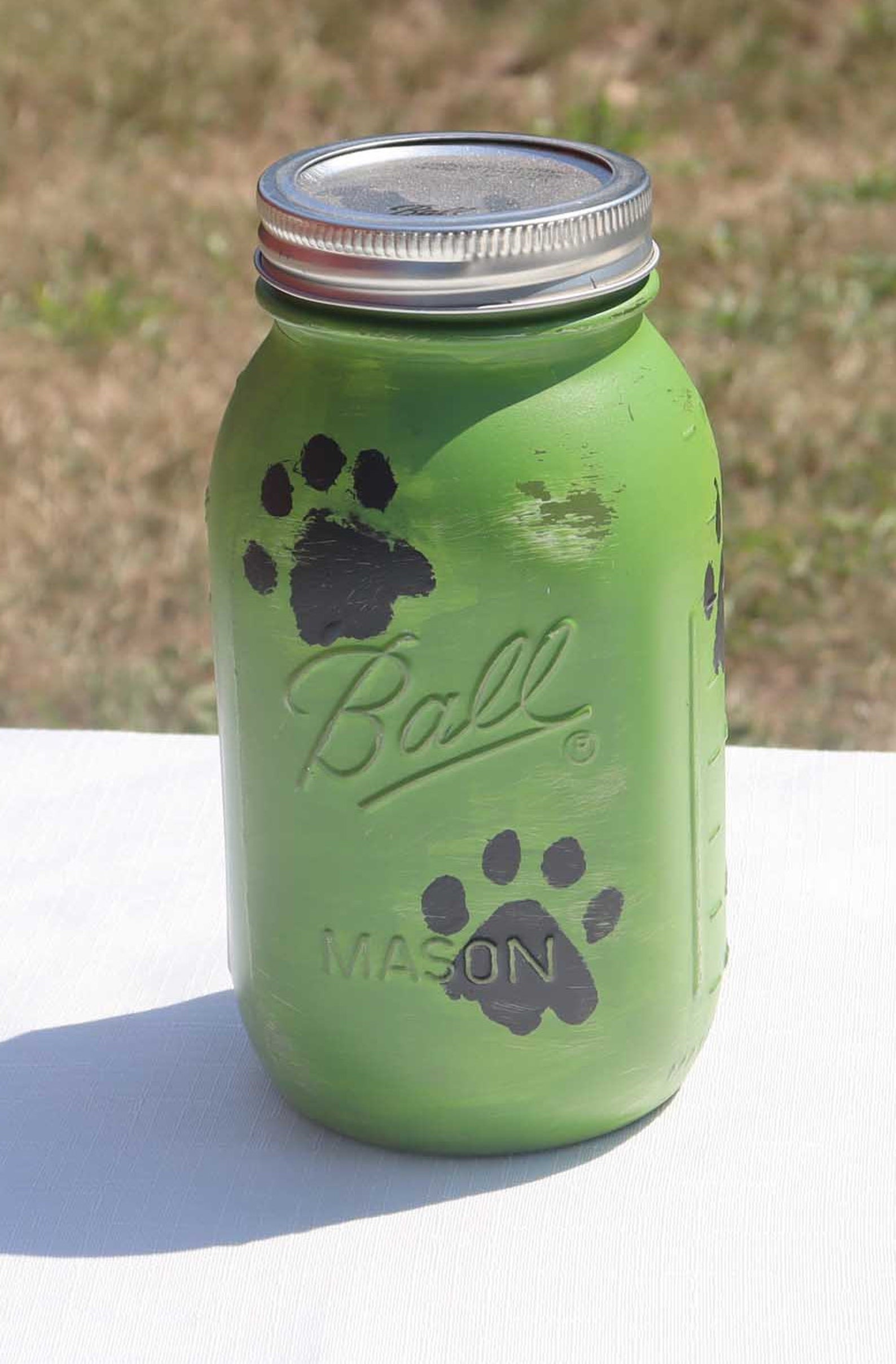 Dog Treat Jar With Paw Print Designmason Jar Hand Painted 6 | Etsy