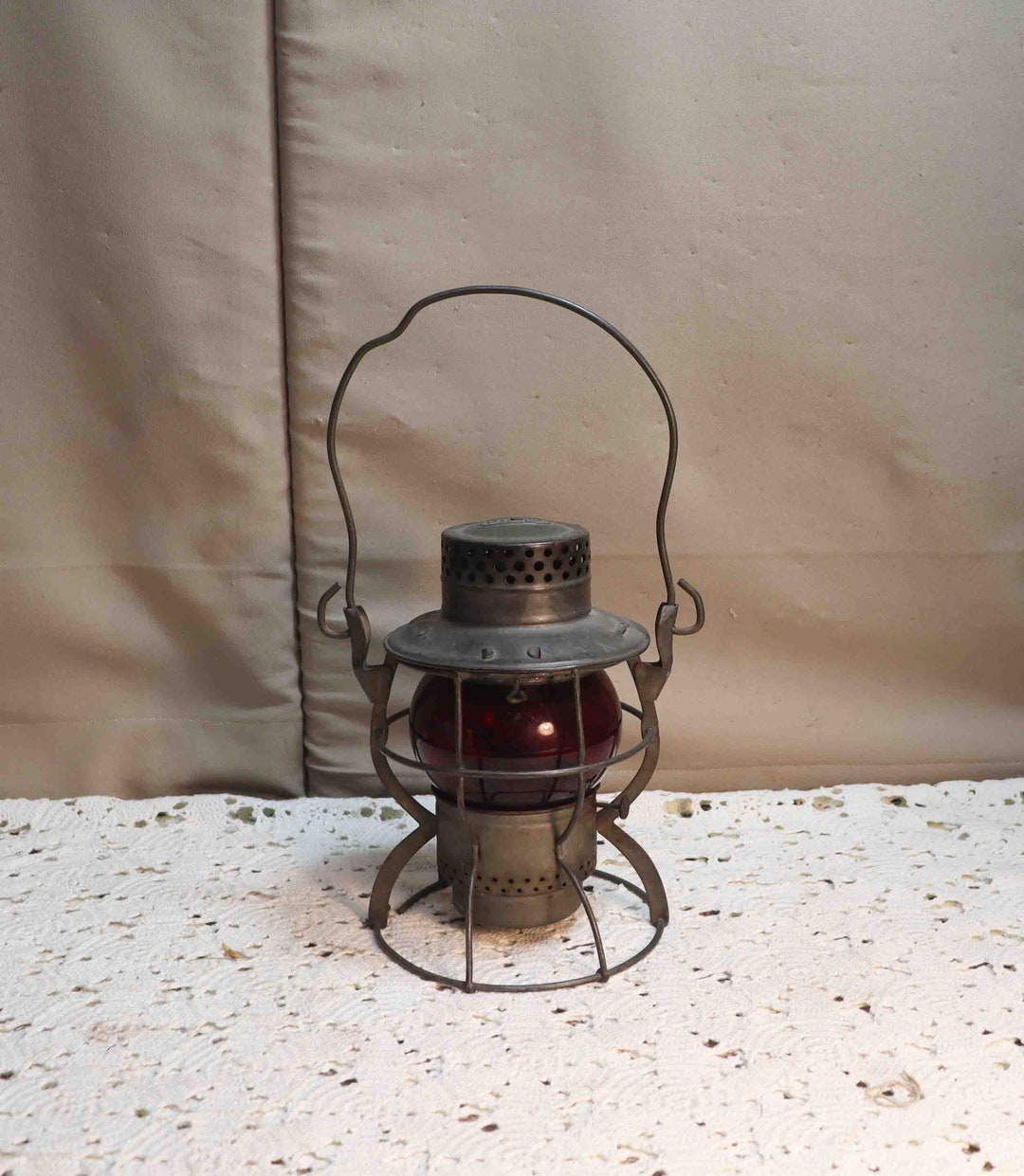 Vintage Dietz No.999 Railroad Lantern With Red Globe