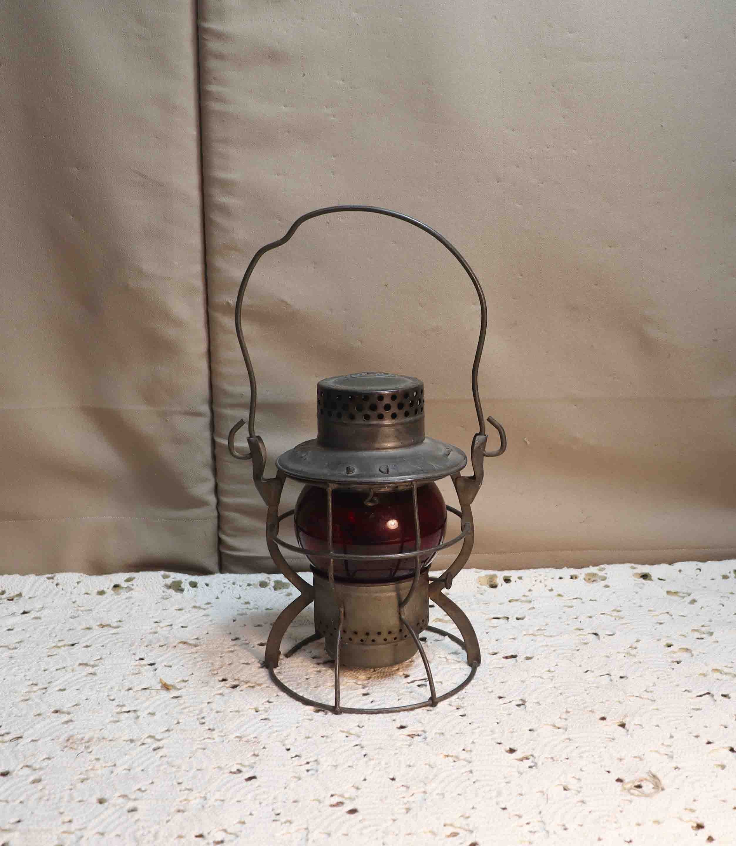 Vintage Dietz No.999 Railroad Lantern With Red Globe