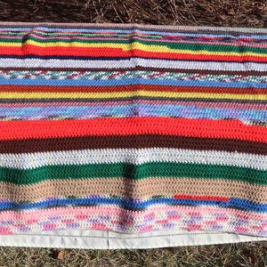 Afghan With Multiple Color Stripes, Hand Made, Home Décor, Crocheted Blanket
