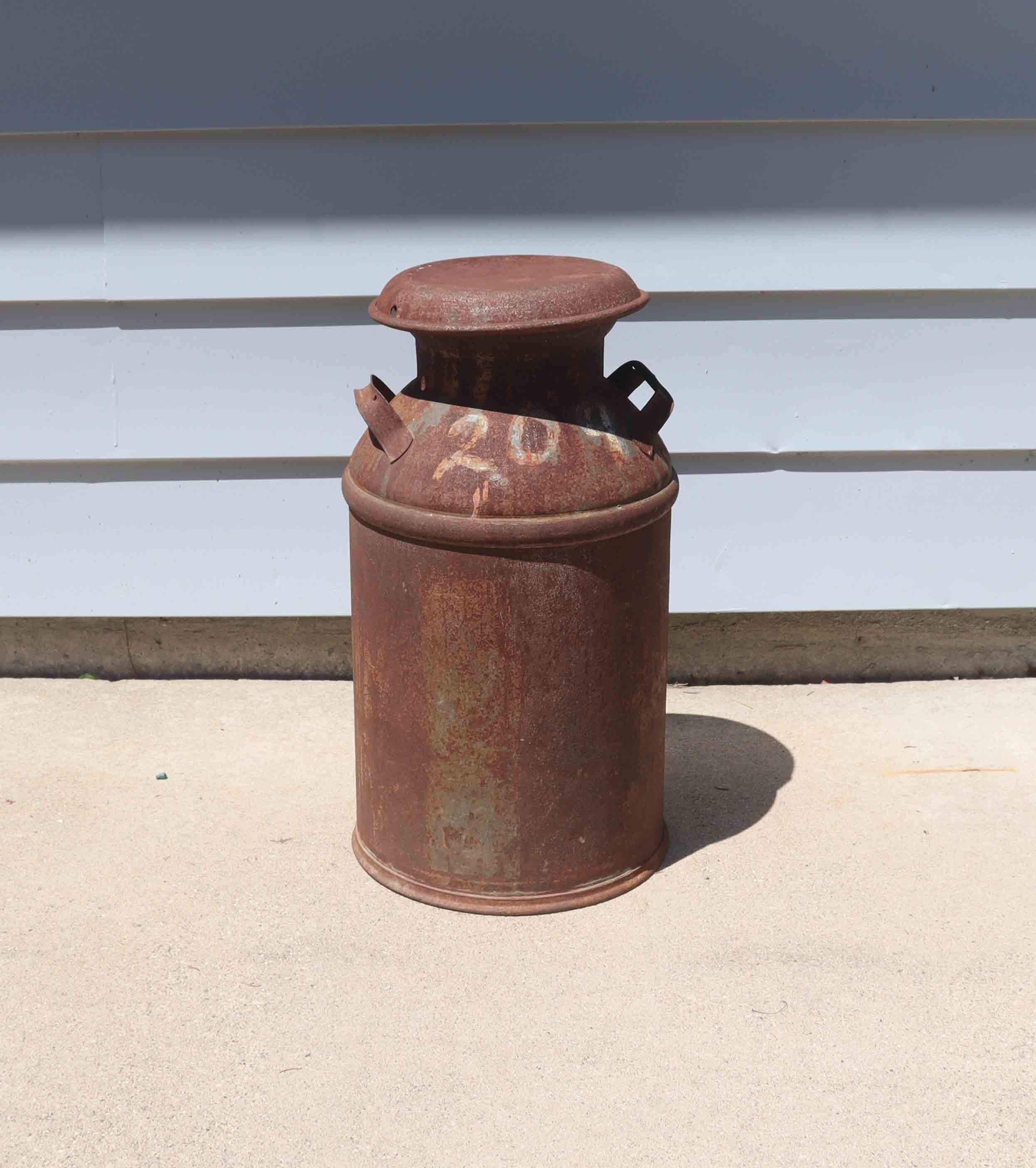 ビンテージミルク缶 金属製 ブラウン Vintage Metal Milk Can - Etsy