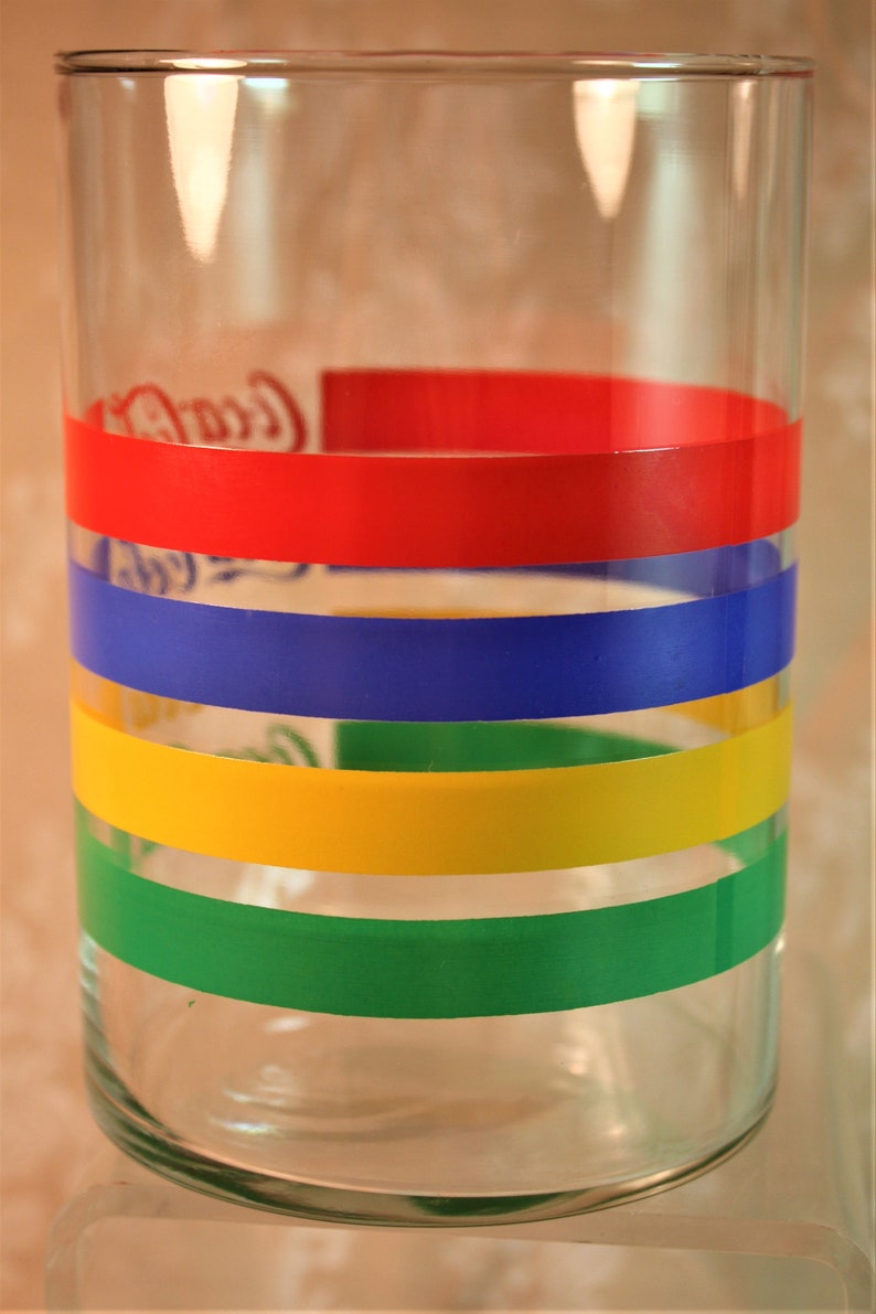 Vintage Coca Cola multi color stripes glass bright stripes | Etsy