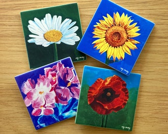 Full color floral coasters