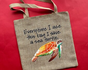 Save the sea turtles! Resuseable tote