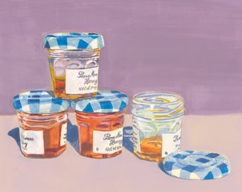 mini honey jars gouache print