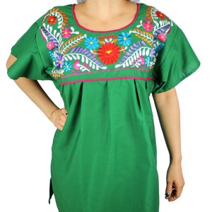 White Peasant Mexican Puebla Blouse Top Silk Embroidered Medium Size