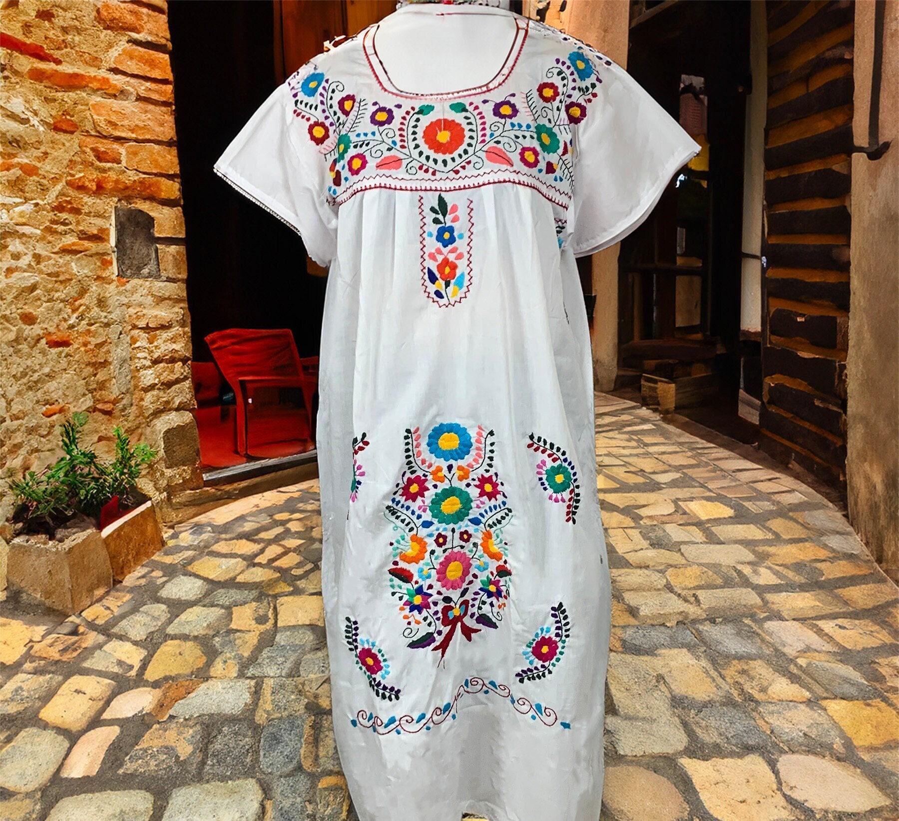 white christmas dresses Vintage 1970s Mexican Embroidered Cotton Dress main image 0