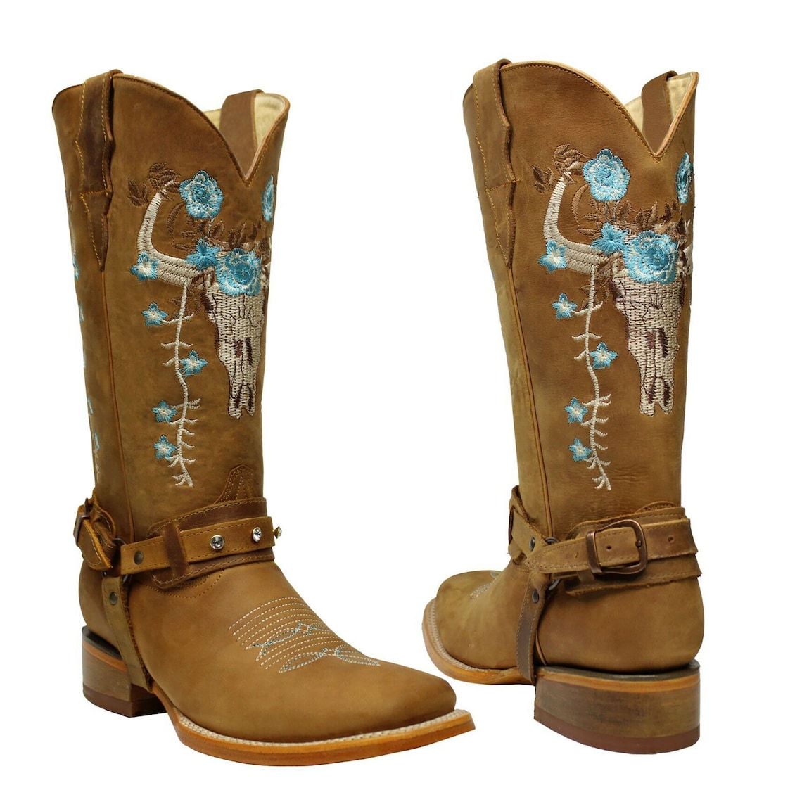 Handcrafted Longhorn Genuine Leather Western Cowgirl Boots Etsy