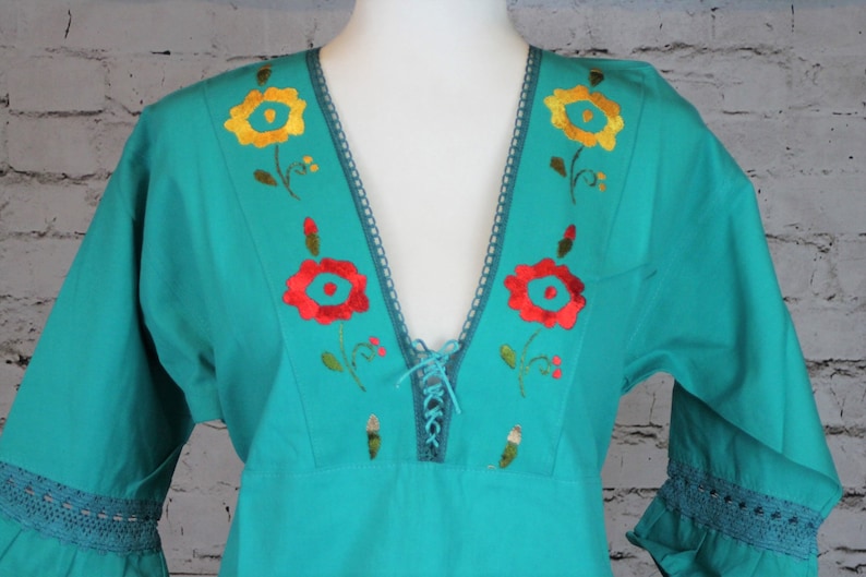 Kimono Peasant 100 Cotton Boho Hand Embroidered Mexican Etsy