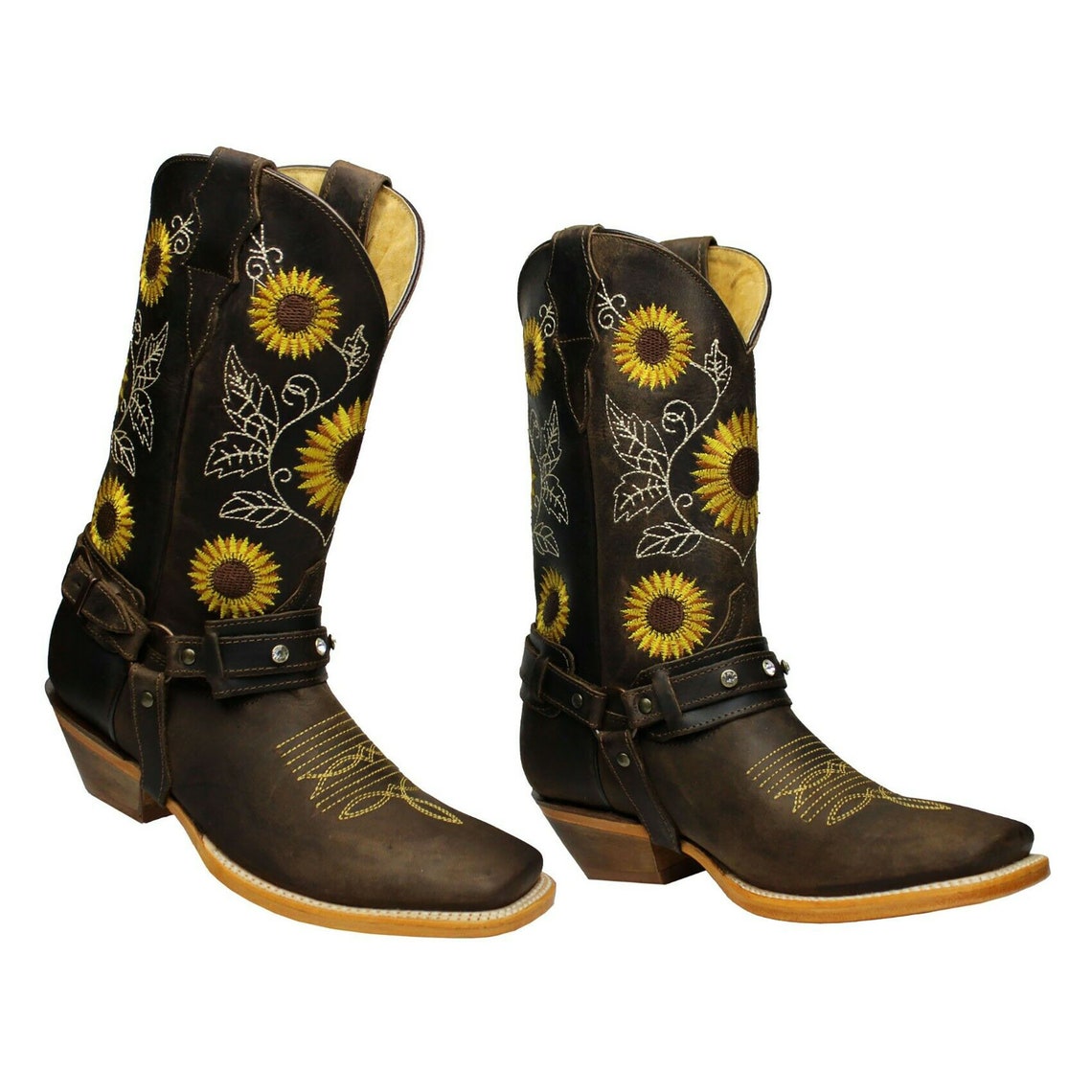 black sunflower cowboy boots