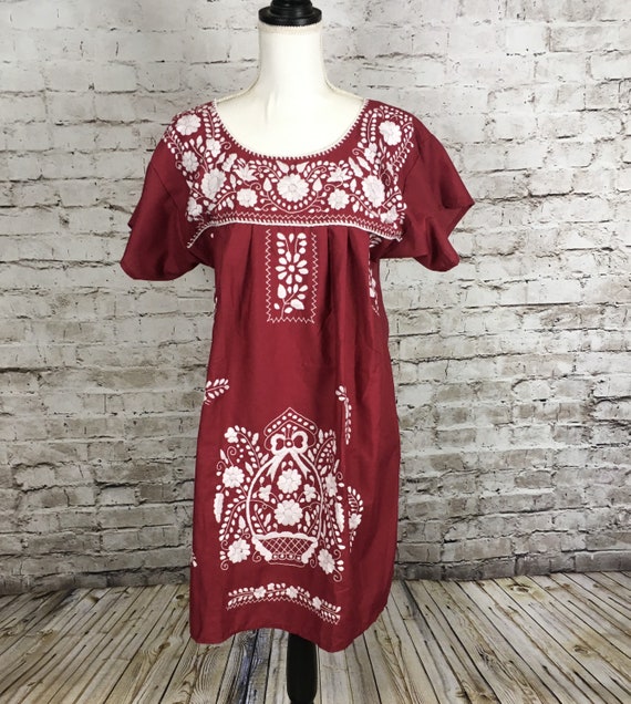 burgundy mexican dress