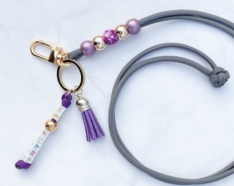 Personalized Beaded Teacher Lanyard: ID Badge Holder with Tassel