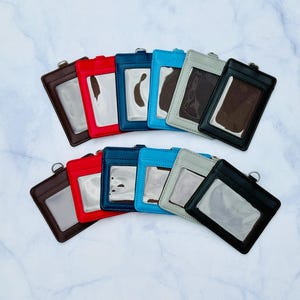 Leren ID-badgehouder voor sleutelkoord, ID-kaarthouder, voor je student-/leraar-ID, sleutelkaart, rijbewijs, bewaker