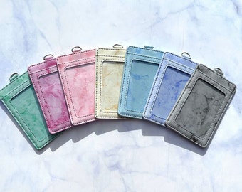 Porta badge verticale in marmo colorato per cordini, porta tessere identificative, per studenti/insegnanti, badge, patente di guida, guardia di sicurezza