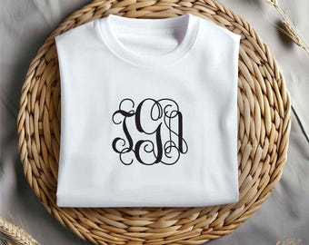 Personalized Vine Monogram Iron On Vinyl Decal for Clothing
