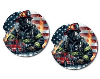 Fireman Car Cup Coasters | Choice of One or Two Coasters