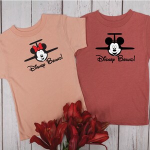 Iron On Heat Transfer Vinyl Disney Bound Mickey Mouse or Minnie Mouse Plane Decal for Clothing, Tote Bag, T shirt, Back Pack