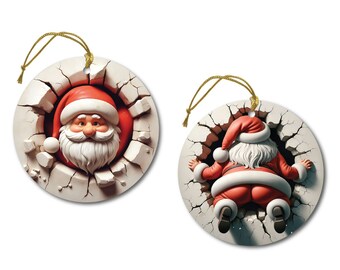 Silly Santa 3D Look Christmas Ornament