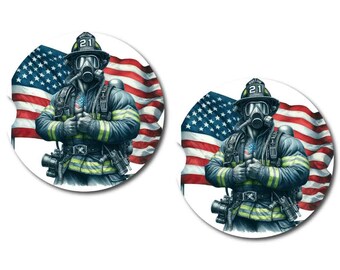 Fireman Car Cup Coasters | Set of Two Coasters