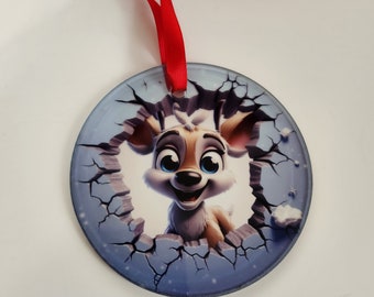 Breakout Reindeer Translucent Glass Christmas Ornament