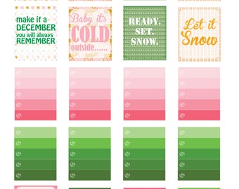 Printable Checklist Pink and Green Winter Theme Fits Erin Condren Vertical Boxes