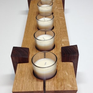 Wooden candle holder / Table center piece dimensions 5&quot; x 23&quot; x 3&quot;