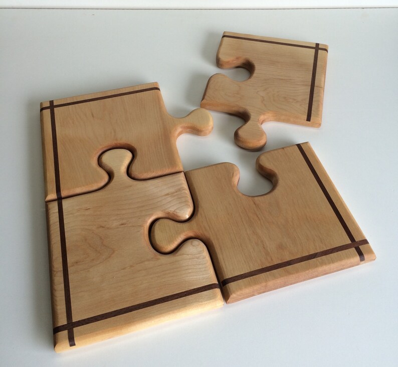 Wooden Puzzle Center Piece / Hors D'oeuvre Tray. Etsy
