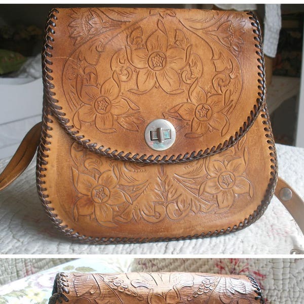 Vintage tooled leather bag