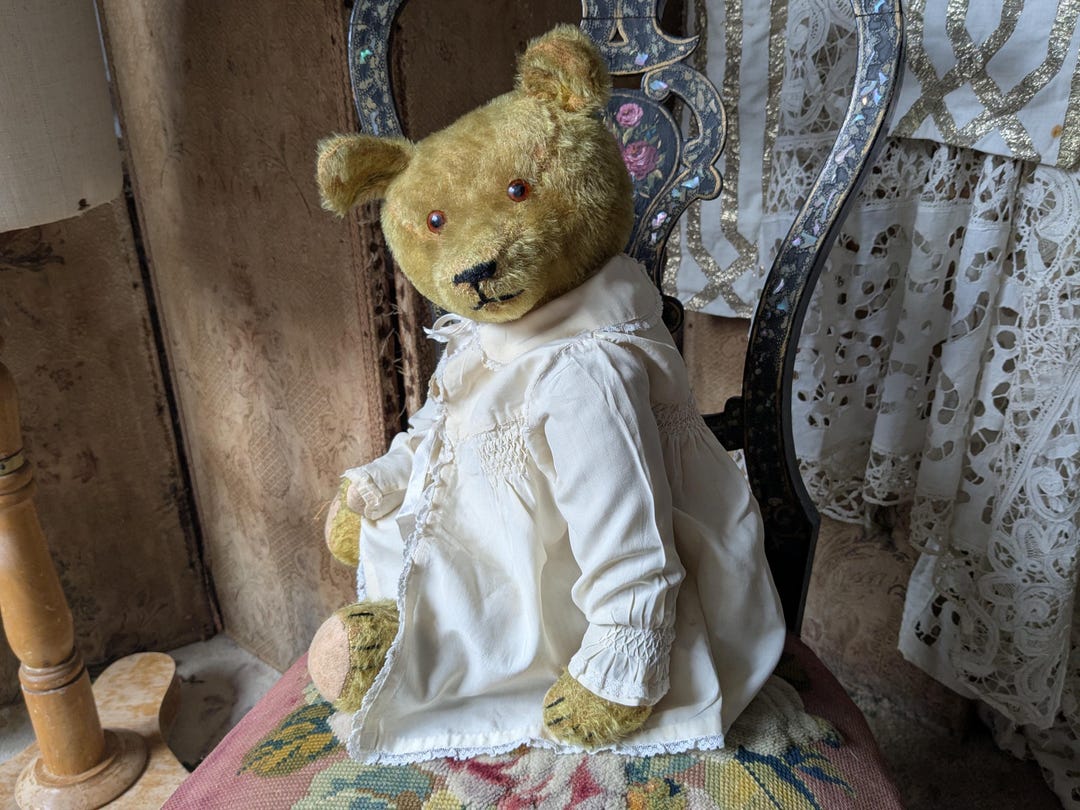 Vintage Teddy Bear 1930s in Silk Jacket - Etsy