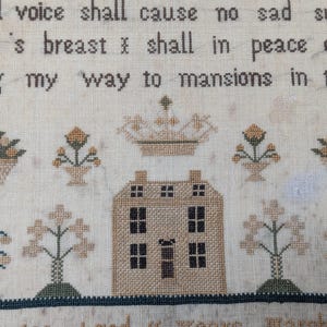 Antique original 1850 house sampler by Mary Oates, NOT A KIT!