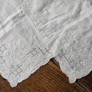 2 Exquisite Vintage Appenzell Embroidery Handkerchiefs, Antique Whitework Hand Embroidered Handkerchief, Wedding Bridal Hankie
