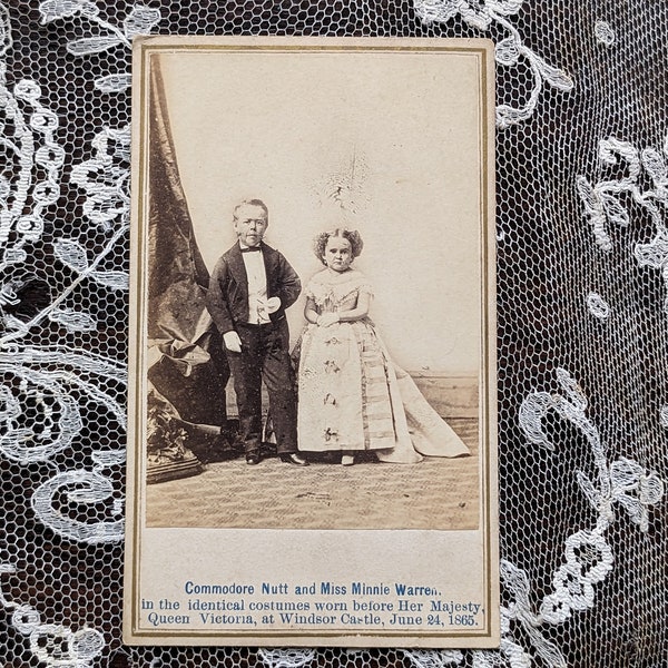 Antique carte de visite photograph Commodore Nutt & Miss Minnie Warren