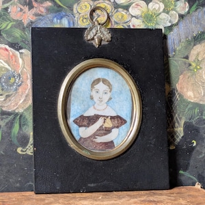 Antique 1820s portrait miniature of a little girl