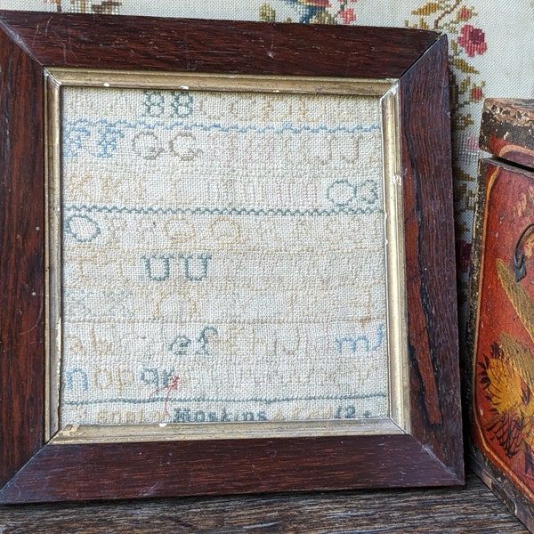 Original antique marking sampler, framed  NOT A KIT